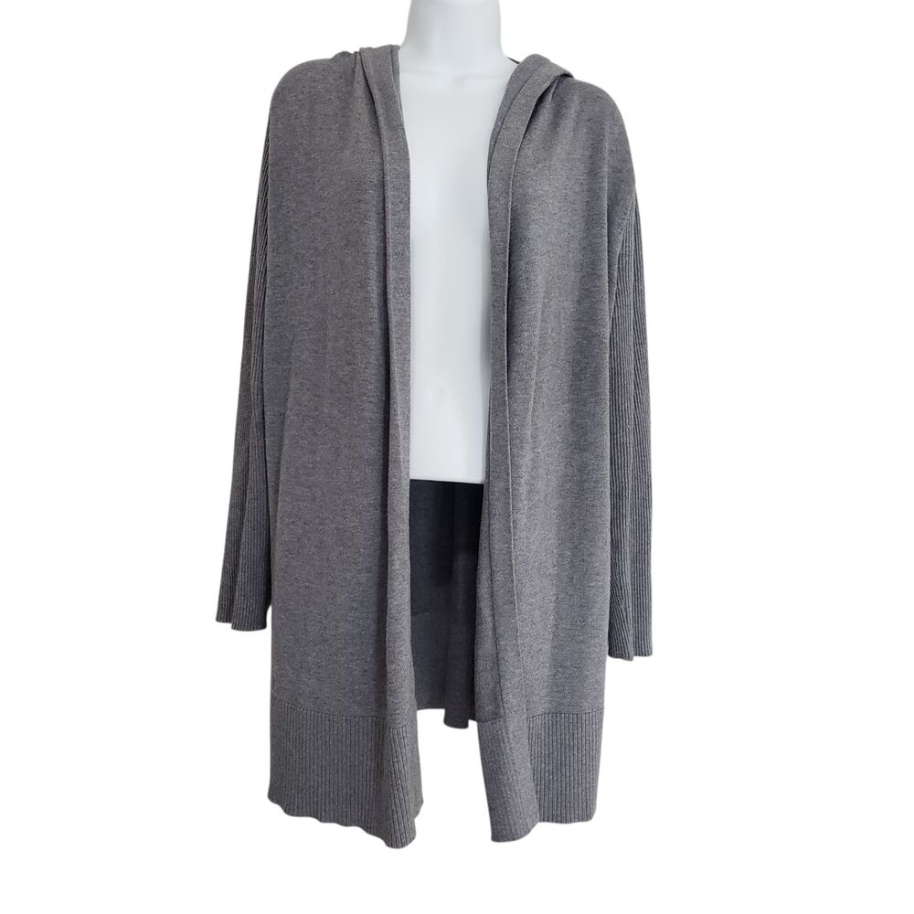 Athleta Highland Drape Wrap Hoodie Open Cardigan Sweater Small Gray - Picture 2 of 7